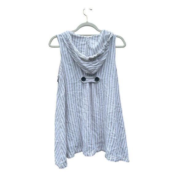 For Cynthia White and Black Striped Sleeveless Button-Down Shirt size small - Picture 2 of 5